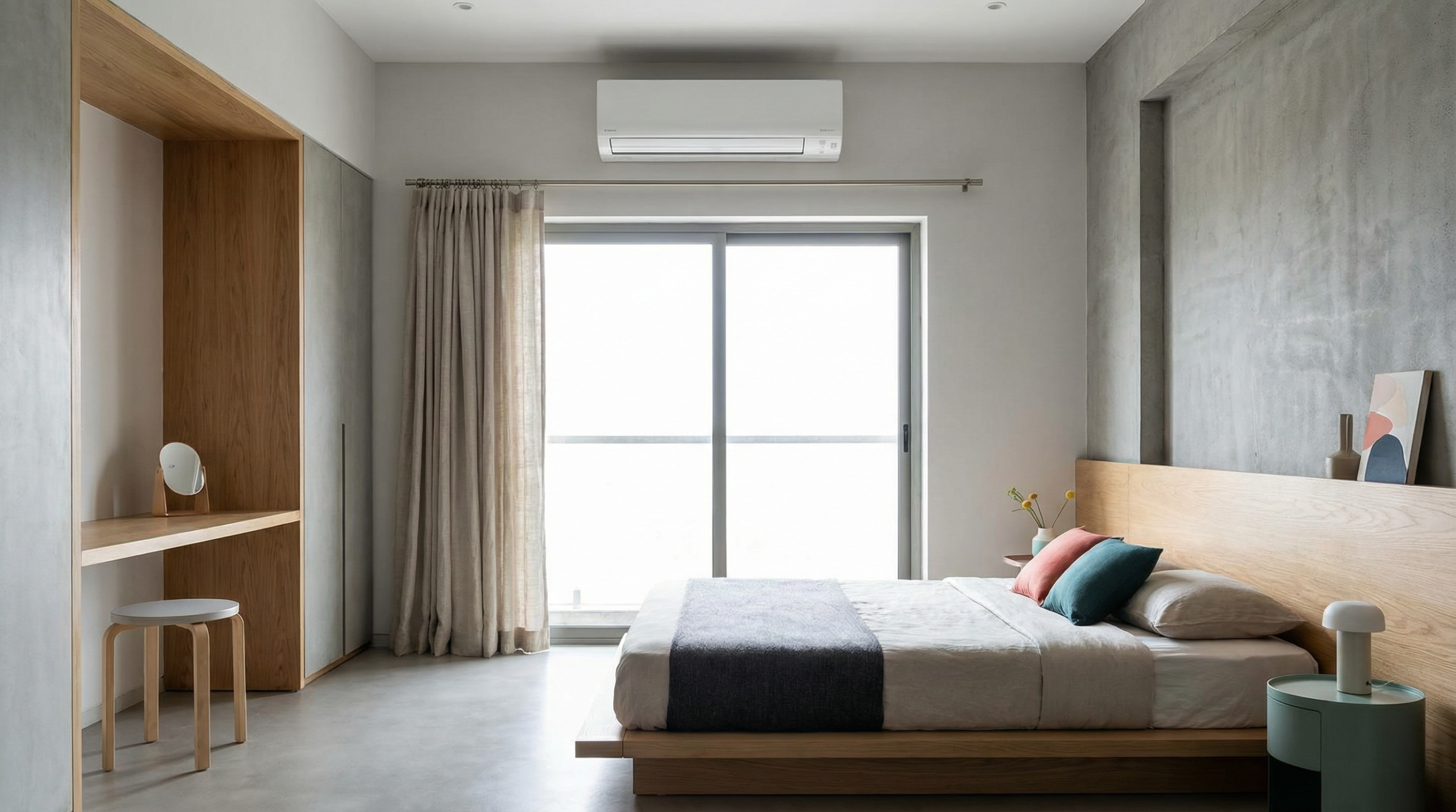 cortina embaixo do ar condicionado